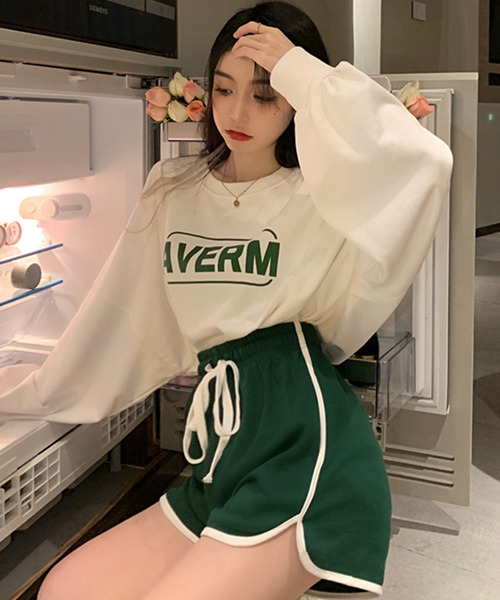 DAY CLOSET（デイ クローゼット）の「レディース ライン柄スポーティースウェットショートパンツ（スウェットパンツ・レディース・ホワイト/ブラック/ネイビー/グレー/ピンク/グリーン・ONE SIZE）」の22枚目の写真