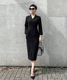 JENNE | ウイングカラー7分袖タイトワンピース(ワンピース)