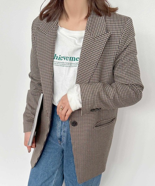 Isn't She?(イズントシー)の「チェックジャケット(テーラードジャケット・レディース・ブラウン・FREE)」の19枚目の写真