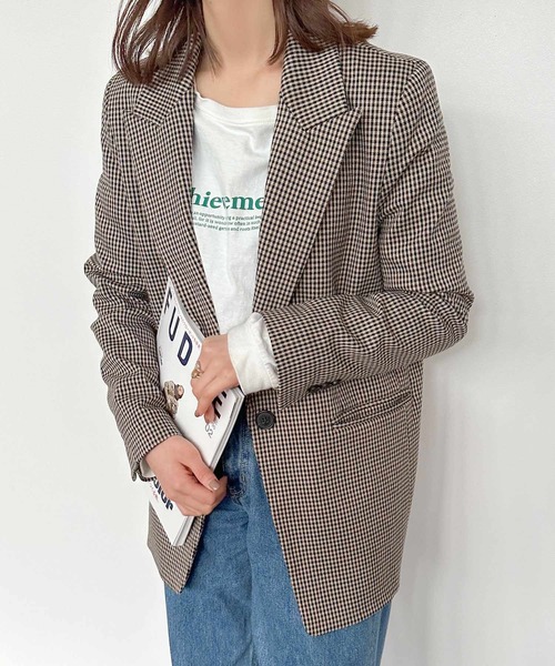 Isn't She?(イズントシー)の「チェックジャケット(テーラードジャケット・レディース・ブラウン・FREE)」の18枚目の写真