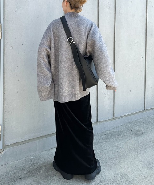 minnto チャコールグレーS シンプルオーバーサイズニット（ニット/セーター）｜select MOCA