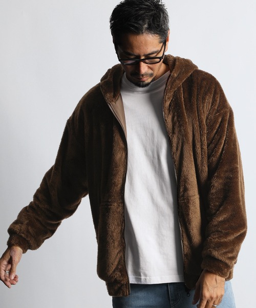 The DUFFER of ST.GEORGE（ザダファーオブセントジョージ）の「【WEB限定アイテム】SHAGGY BOA PARKA：シャギーボア フルジップ パーカー（パーカー・メンズ・ブラック/ブラウン・SMALL/MEDIUM/LARGE/X-LARGE）」の5枚目の写真