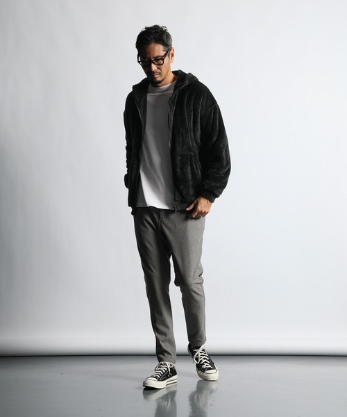 The DUFFER of ST.GEORGE（ザダファーオブセントジョージ）の「【WEB限定アイテム】SHAGGY BOA PARKA：シャギーボア フルジップ パーカー（パーカー・メンズ・ブラック/ブラウン・SMALL/MEDIUM/LARGE/X-LARGE）」の4枚目の写真