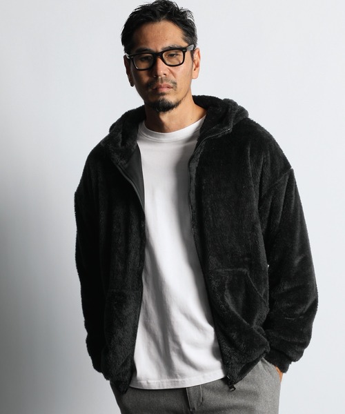 The DUFFER of ST.GEORGE（ザダファーオブセントジョージ）の「【WEB限定アイテム】SHAGGY BOA PARKA：シャギーボア フルジップ パーカー（パーカー・メンズ・ブラック/ブラウン・SMALL/MEDIUM/LARGE/X-LARGE）」の3枚目の写真