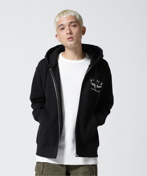 ◇AVIREX◇ Varsity Logo Sweat Parka Black AVIREX（アヴィレックス）の「VARSITY LOGO SWEAT PARKA / バー