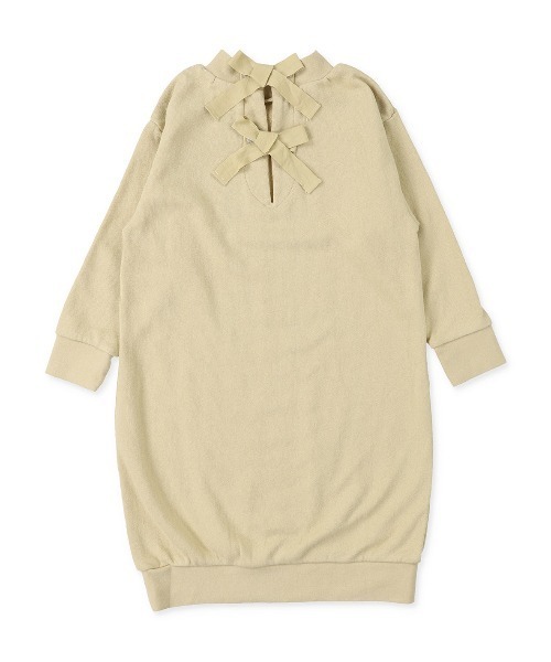 FITH（フィス）の「エアリー裏毛 バックリボン 長袖 ひざ丈 ワンピース（ワンピース・キッズ・グレー/グリーン/ブラック/ホワイト・80/90/100/110/120）」の13枚目の写真