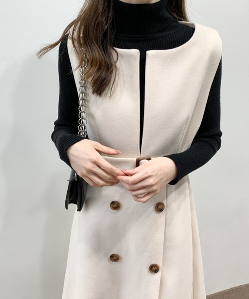 ECLIN(エクラン)の「ウエストマークスリットロングジャンパースカート(ジャンパースカート・レディース・ブラック/ベージュ/カーキ/ブルー/モカ・M/L)」の8枚目の写真