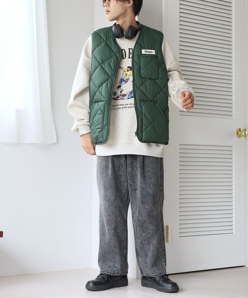 RAGEBLUE（レイジブルー）の「キルティングワッペンベスト（ダウンベスト・メンズ・ブラック/グリーン・LARGE/MEDIUM）」の8枚目の写真