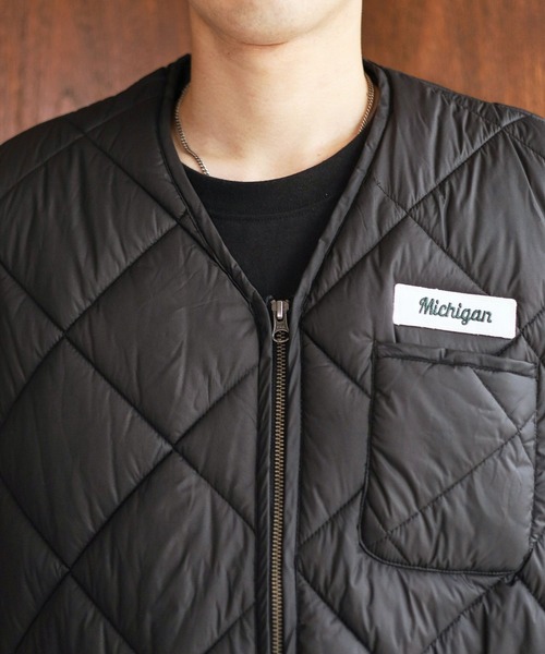 RAGEBLUE（レイジブルー）の「キルティングワッペンベスト（ダウンベスト・メンズ・ブラック/グリーン・LARGE/MEDIUM）」の14枚目の写真