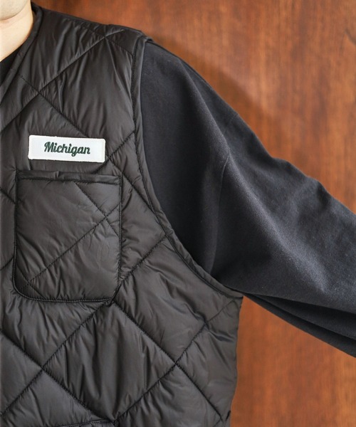 RAGEBLUE（レイジブルー）の「キルティングワッペンベスト（ダウンベスト・メンズ・ブラック/グリーン・LARGE/MEDIUM）」の15枚目の写真