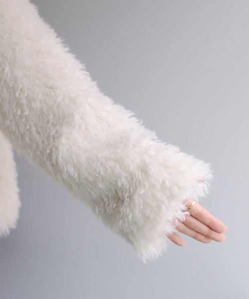 PUAL CE CIN（ピュアルセシン）の「チベットライクファージャケット（ノーカラージャケット・レディース・アイボリー/グレー・FREE）」の12枚目の写真