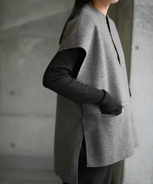 Marient(マリエント)の「ウールベストジレ(ベスト・レディース・ブラック/ベージュ/グレー・FREE)」の9枚目の写真