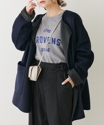 PUAL CE CIN | リバーシブル リバーミドルコート(ノーカラーコート)