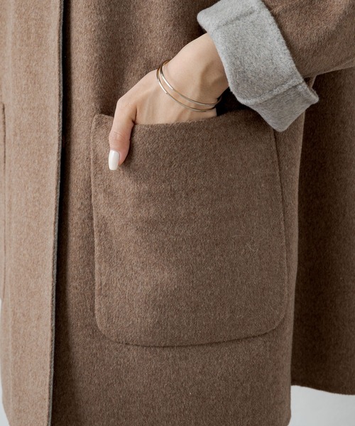 PUAL CE CIN（ピュアルセシン）の「リバーシブル リバーミドルコート（ノーカラーコート・レディース・ブラック/ベージュ/ネイビー・FREE）」の19枚目の写真