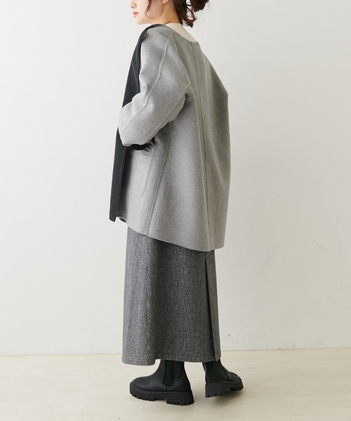 PUAL CE CIN（ピュアルセシン）の「リバーシブル リバーミドルコート（ノーカラーコート・レディース・ブラック/ベージュ/ネイビー・FREE）」の15枚目の写真