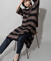 Munich | レーヨンアンゴラニットボーダー2wayロングプルオーバー(ニット/セーター)