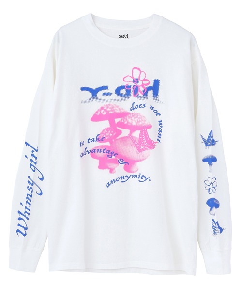 X-girl（エックスガール）の「MUSHROOM L/S TEE（Tシャツ/カットソー・レディース・ブラック/ホワイト・L/S/XL/M）」の3枚目の写真