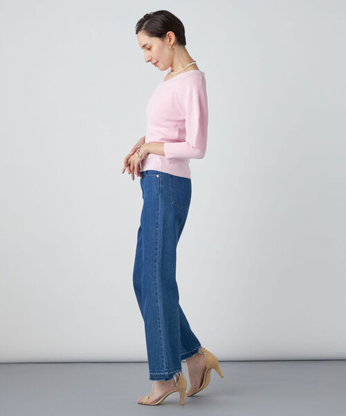 NOLLEY’S Sophi（ノーリーズソフィ）の「《手洗い可能》リブパワショルVネックプルオーバーニット（ニット/セーター・レディース・ベビーピンク/シルバー/オフホワイト/イエロー・38）」の5枚目の写真