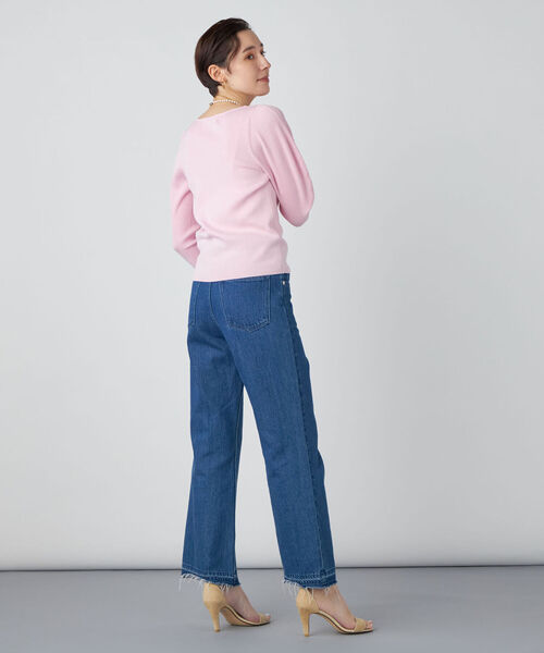 NOLLEY’S Sophi（ノーリーズソフィ）の「《手洗い可能》リブパワショルVネックプルオーバーニット（ニット/セーター・レディース・ベビーピンク/シルバー/オフホワイト/イエロー・38）」の7枚目の写真