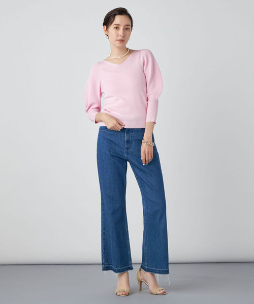 NOLLEY’S Sophi（ノーリーズソフィ）の「《手洗い可能》リブパワショルVネックプルオーバーニット（ニット/セーター・レディース・ベビーピンク/シルバー/オフホワイト/イエロー・38）」の8枚目の写真