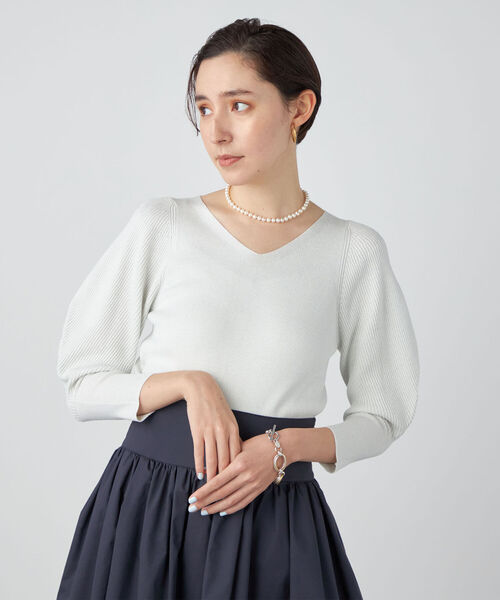 NOLLEY’S Sophi（ノーリーズソフィ）の「《手洗い可能》リブパワショルVネックプルオーバーニット（ニット/セーター・レディース・ベビーピンク/シルバー/オフホワイト/イエロー・38）」の22枚目の写真