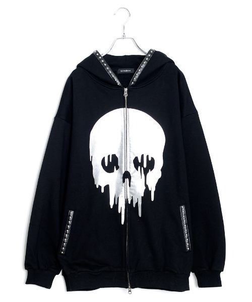 CIVARIZE（シヴァーライズ）の「『CIVARIZE/シヴァーライズ』スタッズテープスカルジップパーカー（パーカー・メンズ・ブラック/グレー・FREE）」の13枚目の写真