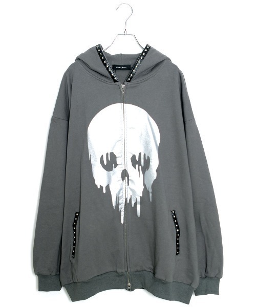 CIVARIZE（シヴァーライズ）の「『CIVARIZE/シヴァーライズ』スタッズテープスカルジップパーカー（パーカー・メンズ・ブラック/グレー・FREE）」の15枚目の写真