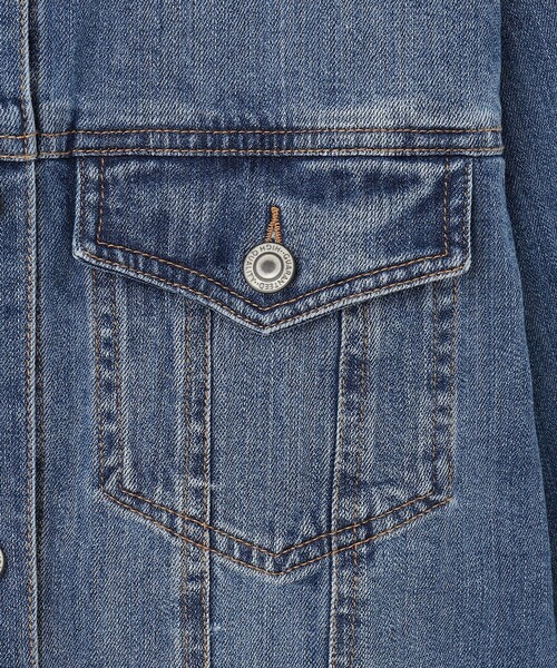 洗濯機可能・ストレッチ】ノーカラー デニムジャケット