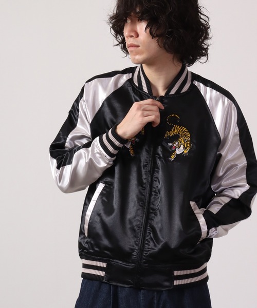 【美品】ショット☆タイガー　刺繍　極上　スカジャン　上野商会　メンズ　黒　L 美品】ショット☆タイガー 刺繍 極上 スカジャン 上野商会