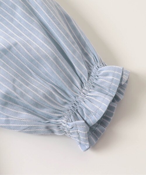 Seraph（セラフ）の「ベスト付きワンピース（シャツワンピース・キッズ・オフホワイト/サックスブルー・110/95/130/80/90/120/100/140）」の6枚目の写真