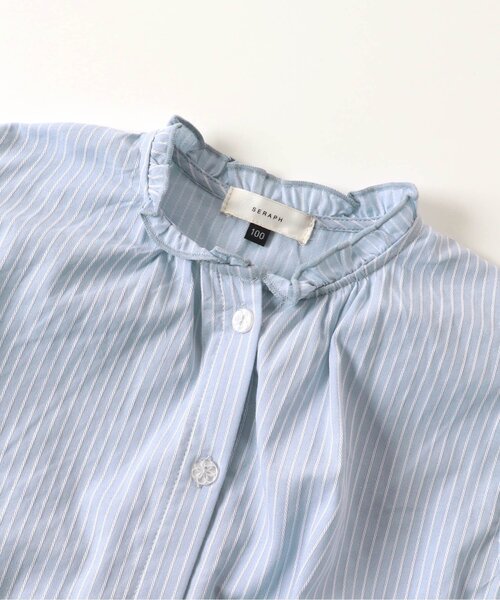 Seraph（セラフ）の「ベスト付きワンピース（シャツワンピース・キッズ・オフホワイト/サックスブルー・110/95/130/80/90/120/100/140）」の13枚目の写真