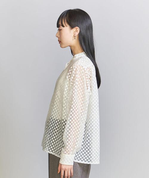 MARMARI(マルマリ)の「<MARMARI>シアー ドット シャツ -ウォッシャブル-(シャツ/ブラウス・レディース・ホワイト/ブラック・FREE)」の4枚目の写真