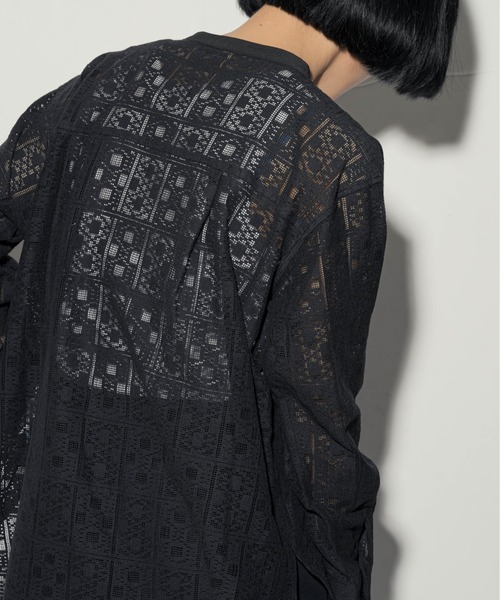 ottilie(オティーリエ)の「ottilie シェルボタンレーストップス(シャツ/ブラウス・レディース・ブラック/オフホワイト・FREE)」の8枚目の写真