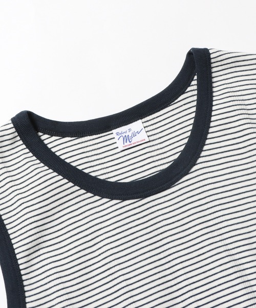 MILLER（ミラー）の「▲R.P.miller/ミラー Prib Tanktop ボーダー 切りっぱなし タンクトップ（タンクトップ・レディース・オフホワイト/モカ/ブルー/ネイビー・FREE）」の10枚目の写真