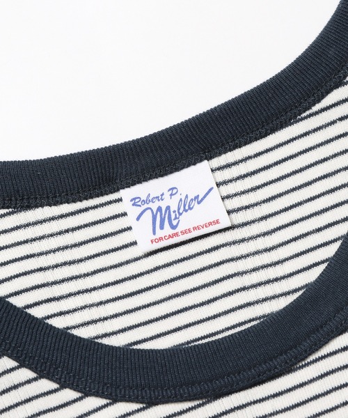 MILLER（ミラー）の「▲R.P.miller/ミラー Prib Tanktop ボーダー 切りっぱなし タンクトップ（タンクトップ・レディース・オフホワイト/モカ/ブルー/ネイビー・FREE）」の5枚目の写真