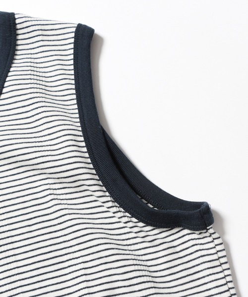 MILLER（ミラー）の「▲R.P.miller/ミラー Prib Tanktop ボーダー 切りっぱなし タンクトップ（タンクトップ・レディース・オフホワイト/モカ/ブルー/ネイビー・FREE）」の7枚目の写真