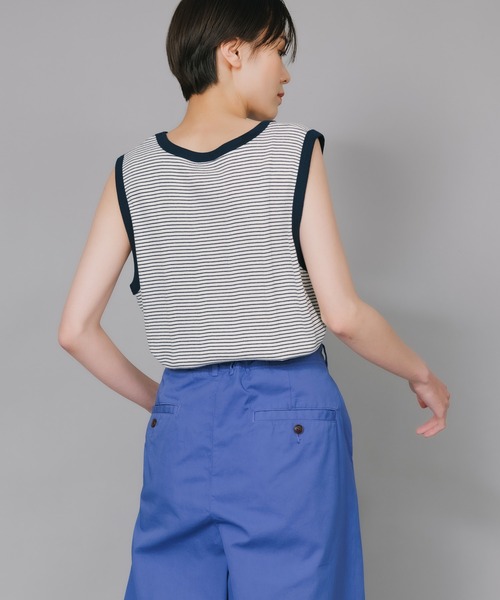 MILLER（ミラー）の「▲R.P.miller/ミラー Prib Tanktop ボーダー 切りっぱなし タンクトップ（タンクトップ・レディース・オフホワイト/モカ/ブルー/ネイビー・FREE）」の22枚目の写真