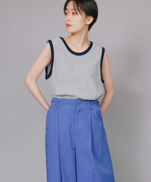 MILLER（ミラー）の「▲R.P.miller/ミラー Prib Tanktop ボーダー 切りっぱなし タンクトップ（タンクトップ・レディース・オフホワイト/モカ/ブルー/ネイビー・FREE）」の21枚目の写真