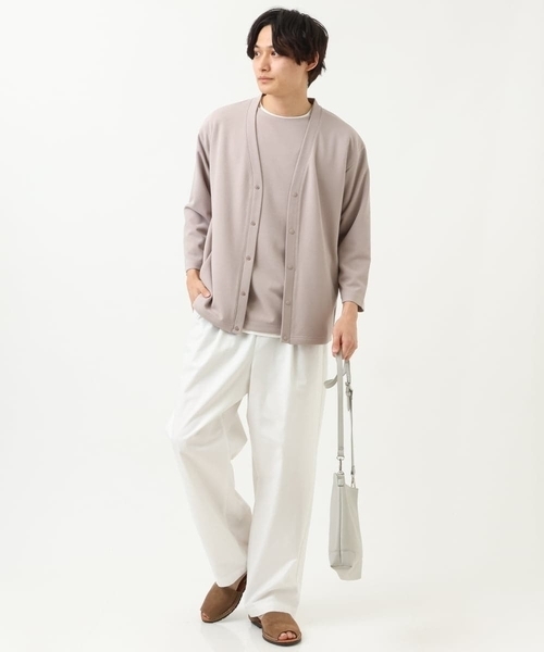 a.v.v(アーヴェヴェ)の「【接触冷感/防シワ】8分袖梨地カーディガン(アンサンブル可)(カーディガン/ボレロ・メンズ・ミント/ライトグレー・48/50/46)」の3枚目の写真