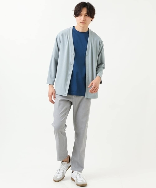 a.v.v(アーヴェヴェ)の「【接触冷感/防シワ】8分袖梨地カーディガン(アンサンブル可)(カーディガン/ボレロ・メンズ・ミント/ライトグレー・48/50/46)」の7枚目の写真