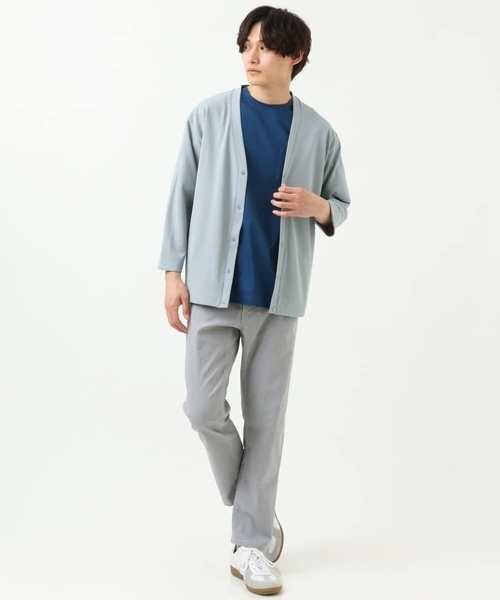 a.v.v(アーヴェヴェ)の「【接触冷感/防シワ】8分袖梨地カーディガン(アンサンブル可)(カーディガン/ボレロ・メンズ・ミント/ライトグレー・48/50/46)」の8枚目の写真
