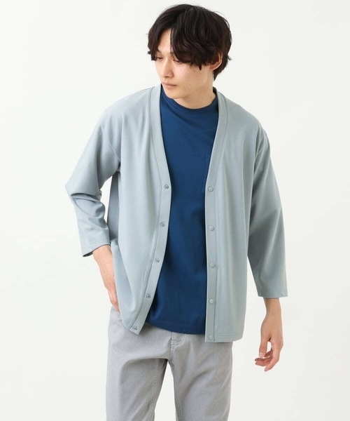 a.v.v(アーヴェヴェ)の「【接触冷感/防シワ】8分袖梨地カーディガン(アンサンブル可)(カーディガン/ボレロ・メンズ・ミント/ライトグレー・48/50/46)」の9枚目の写真