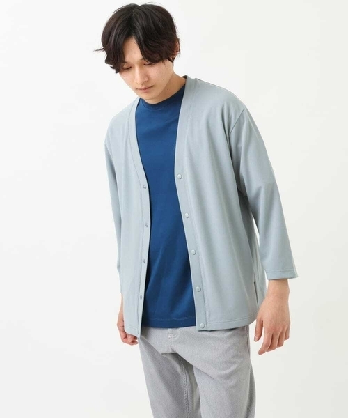 a.v.v(アーヴェヴェ)の「【接触冷感/防シワ】8分袖梨地カーディガン(アンサンブル可)(カーディガン/ボレロ・メンズ・ミント/ライトグレー・48/50/46)」の10枚目の写真