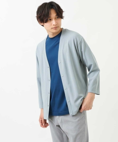 a.v.v(アーヴェヴェ)の「【接触冷感/防シワ】8分袖梨地カーディガン(アンサンブル可)(カーディガン/ボレロ・メンズ・ミント/ライトグレー・48/50/46)」の11枚目の写真