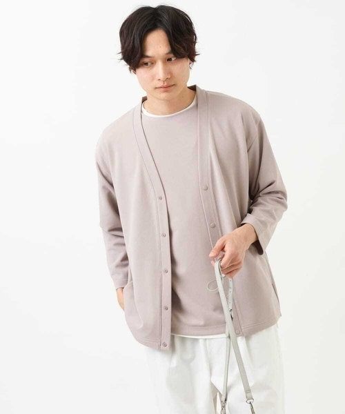 a.v.v(アーヴェヴェ)の「【接触冷感/防シワ】8分袖梨地カーディガン(アンサンブル可)(カーディガン/ボレロ・メンズ・ミント/ライトグレー・48/50/46)」の13枚目の写真
