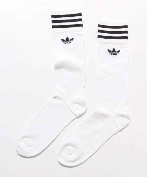 靴下・ソックス Unisex SX7677-100 Crew Socks 3 Pairs White adidas/アディダス TREFOIL SOLID CREW SOCKS 3 PAIRS 靴下