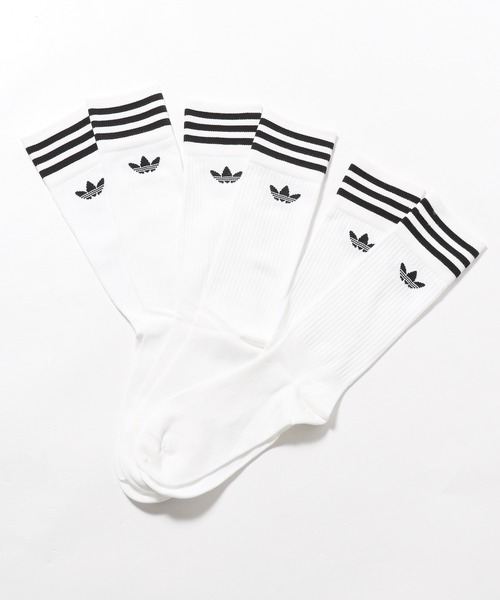 adidas（アディダス）の「adidas/アディダス TREFOIL SOLID CREW SOCKS 3 PAIRS 靴下（ソックス/靴下・メンズ・ブラック×ホワイト/ホワイト×ブラック・L/M/S）」の3枚目の写真