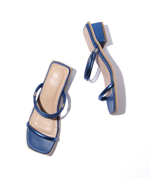 2WAYスクエアトゥブロックヒールミュール