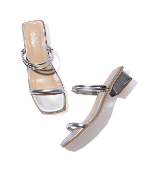 2WAYスクエアトゥブロックヒールミュール