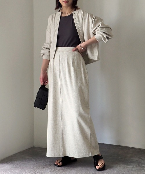 Riberry（リベリー）の「テレコリブ ナロースカート（スカート・レディース・アイボリー/ブラック/オートミール・FREE）」の12枚目の写真